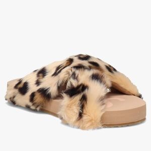 Toms Tiger Print Faux Fur Susie Slide S8